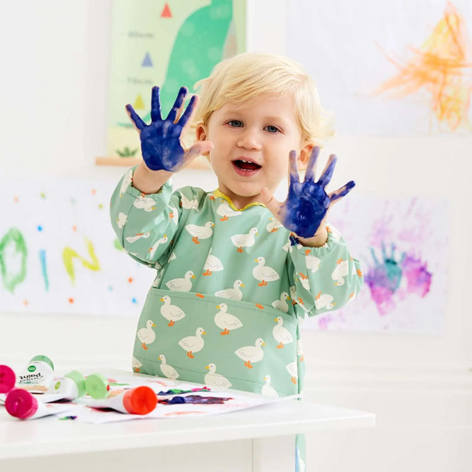 英國 JoJo Maman BeBe 兒童多功能防髒防水學習衣/畫畫衣_可愛小白鴨(JJE6578)