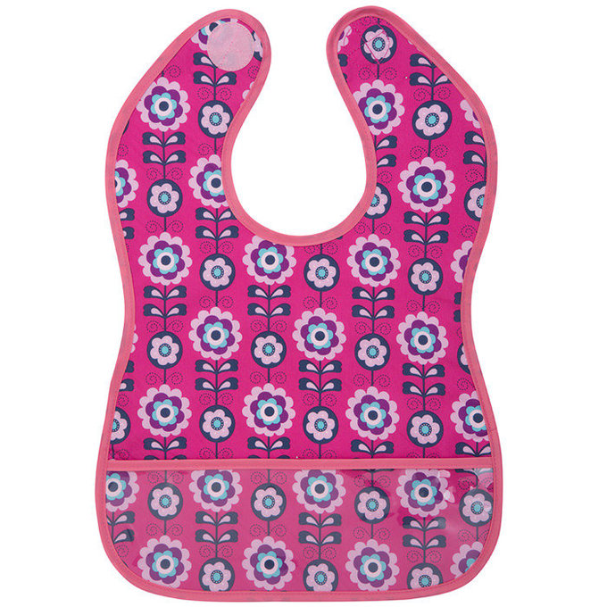 英國 JoJo Maman BeBe無袖圍兜_桃紅花 (JJBIB-03)