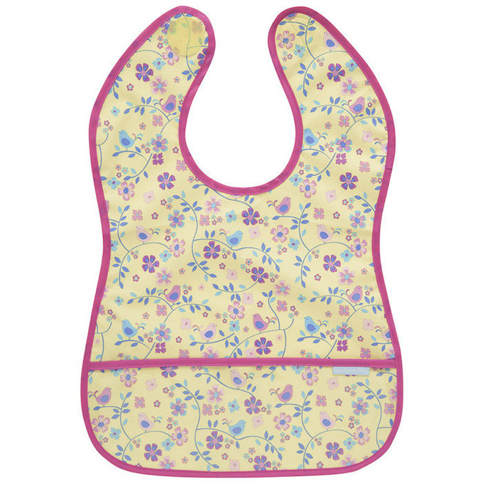 英國 JoJo Maman BeBe無袖圍兜_黃色花園 (JJBIB-04)