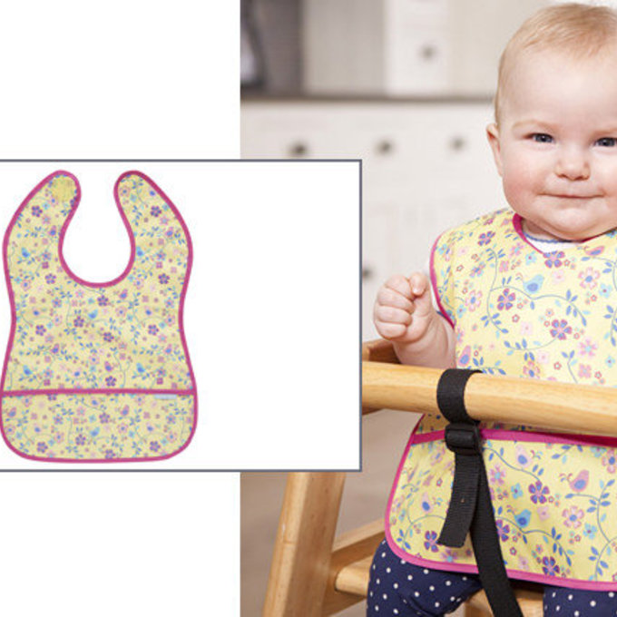 英國 JoJo Maman BeBe無袖圍兜_黃色花園 (JJBIB-04)