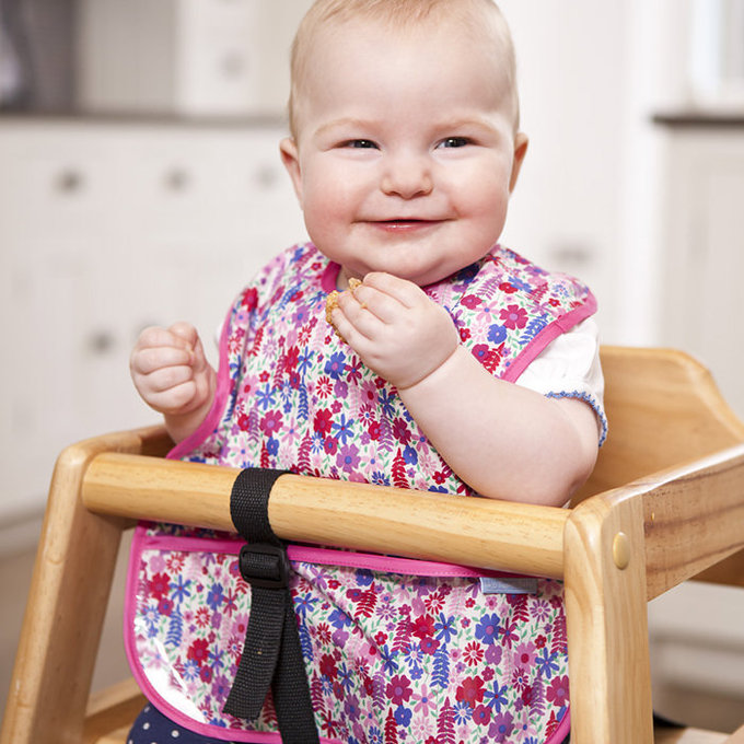 英國 JoJo Maman BeBe無袖圍兜_繽紛粉花 (JJBIB-05)