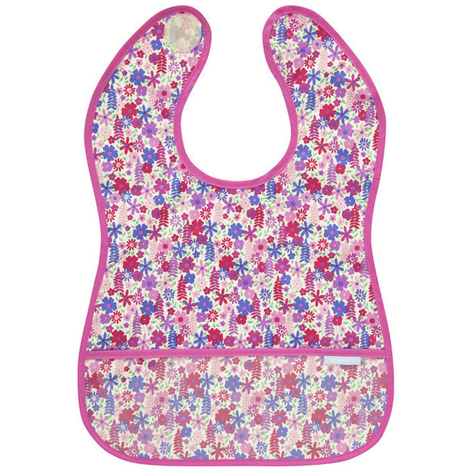 英國 JoJo Maman BeBe無袖圍兜_繽紛粉花 (JJBIB-05)