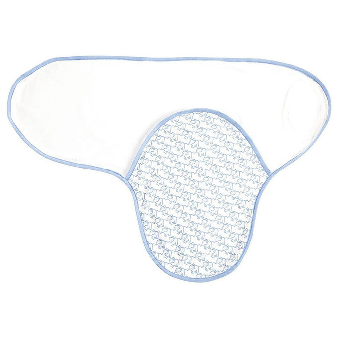 英國 JoJo Maman BeBe 100%純棉懶人包巾(可包覆肚子/雙腳)_ 淺藍大象(JJB1681B)