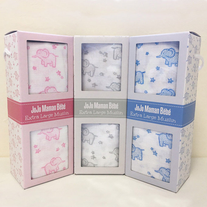 英國 JoJo Maman BeBe 100%純棉多功能包巾/小薄被/拍嗝巾(120*120cm)_ 灰色(JJD3745G)