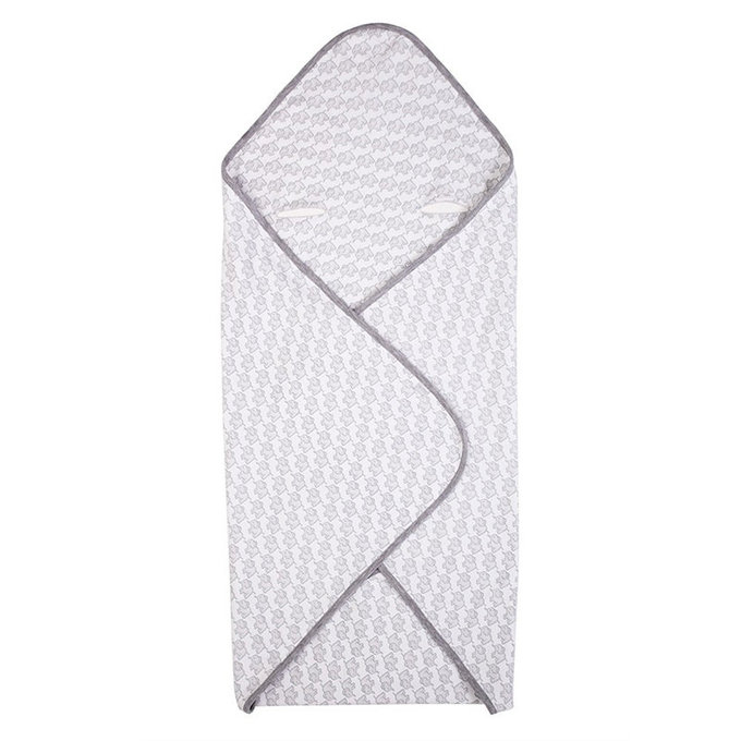 英國 JoJo Maman BeBe 100%純棉可愛大象多功能小薄被/純棉毯_ 優雅灰(JJD6934G)