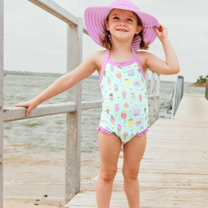 美國 RuffleButts 小女童UPF 50+防曬無袖連身泳裝_夏日派對_RBSG21-01