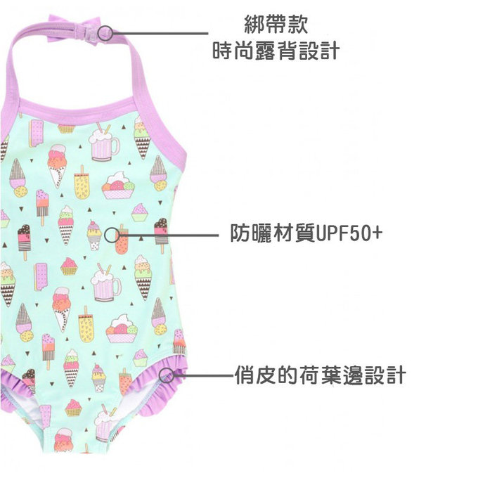 美國 RuffleButts 小女童UPF 50+防曬無袖連身泳裝_夏日派對_RBSG21-01