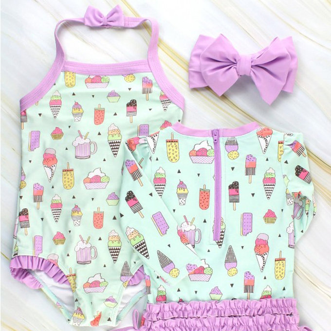 美國 RuffleButts 小女童UPF 50+防曬無袖連身泳裝_夏日派對_RBSG21-01