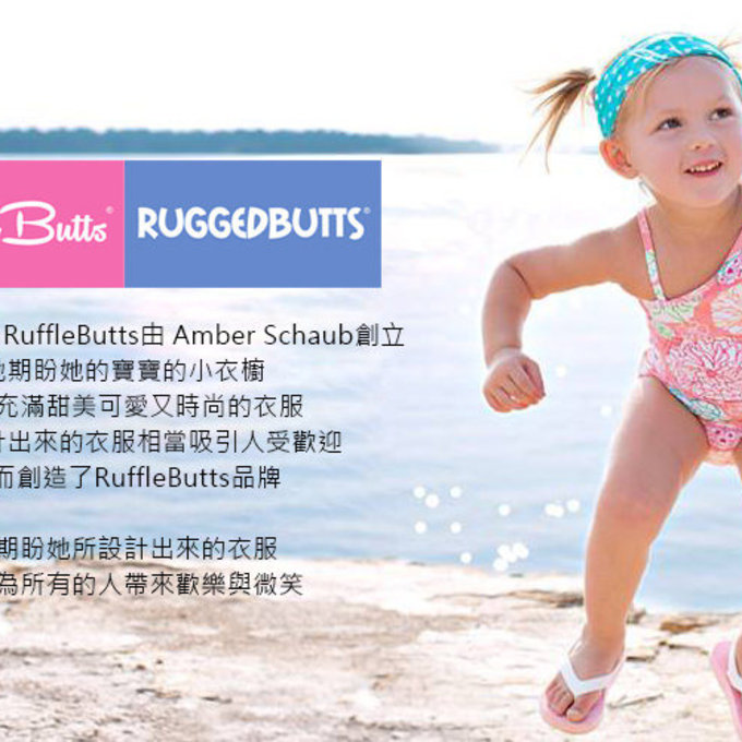美國 RuffleButts 小女童UPF 50+防曬兩件式長袖泳裝_熱帶夏威夷_RBSG21-04