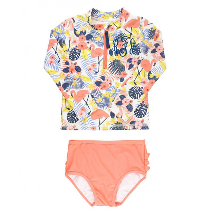 美國 RuffleButts 小女童UPF 50+防曬兩件式長袖泳裝_熱帶夏威夷_RBSG21-04