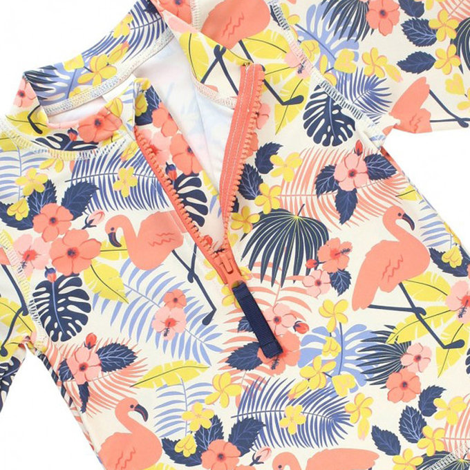 美國 RuffleButts 小女童UPF 50+防曬兩件式長袖泳裝_熱帶夏威夷_RBSG21-04