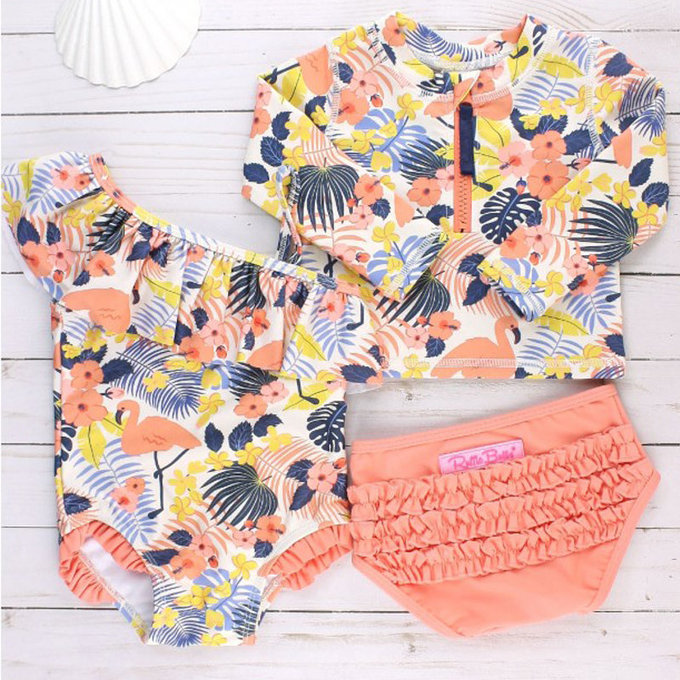 美國 RuffleButts 小女童UPF 50+防曬無袖連身泳裝_熱帶甜心_RBSG21-05