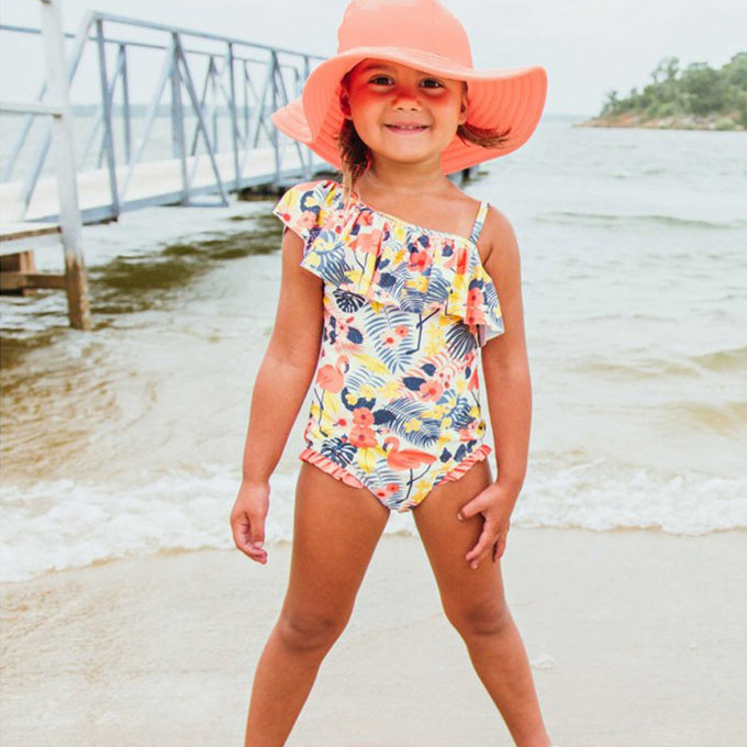 美國 RuffleButts 小女童UPF 50+防曬無袖連身泳裝_熱帶甜心_RBSG21-05