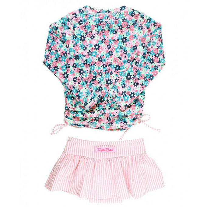 美國 RuffleButts 小女童UPF 50+防曬兩件式長袖泳裝_搖擺萬花筒_RBSG21-06