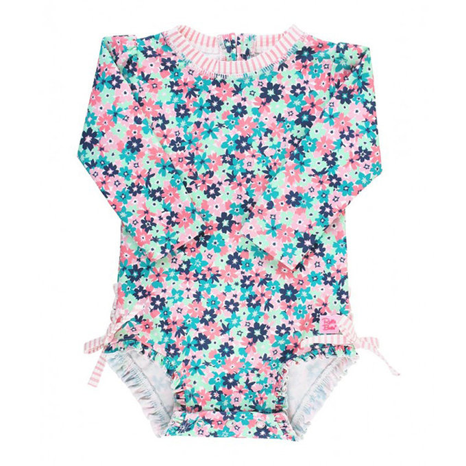 美國 RuffleButts 小女童UPF 50+防曬長袖連身泳裝_熱帶萬花筒_RBSG21-08