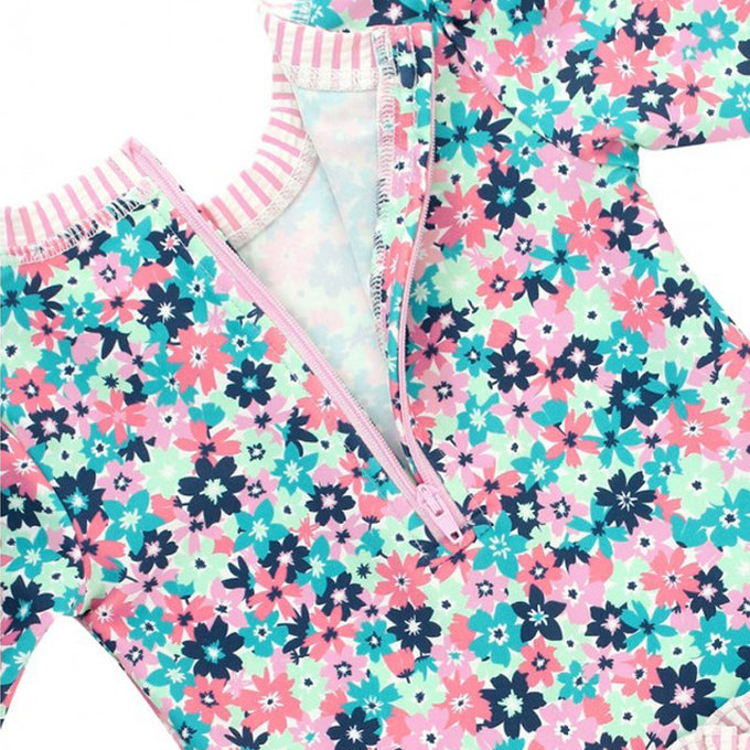 美國 RuffleButts 小女童UPF 50+防曬長袖連身泳裝_熱帶萬花筒_RBSG21-08