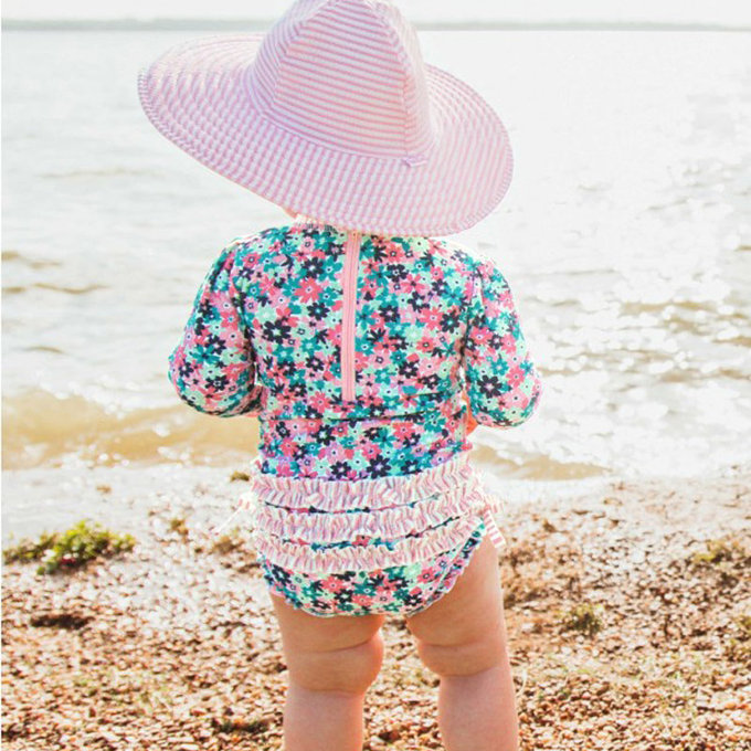 美國 RuffleButts 小女童UPF 50+防曬長袖連身泳裝_熱帶萬花筒_RBSG21-08