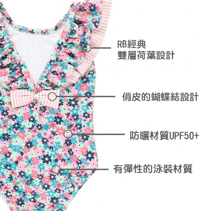 美國 RuffleButts 小女童UPF 50+防曬無袖連身泳裝_青春萬花筒_RBSG21-09