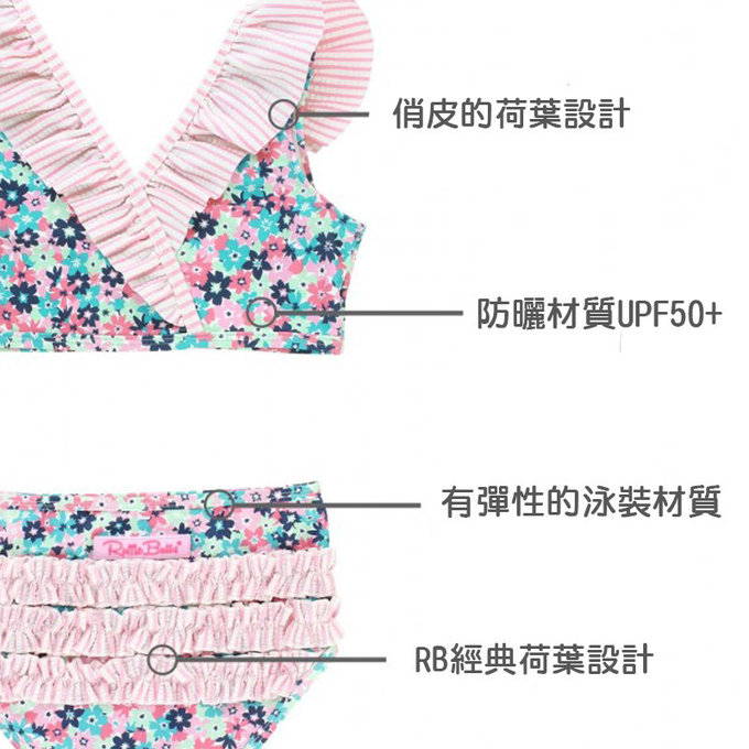美國 RuffleButts 小女童UPF 50+防曬比基尼泳裝_甜心萬花筒_RBSG21-10