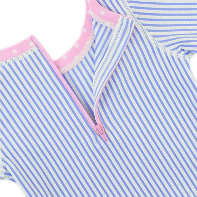 美國 RuffleButts 小女童UPF 50+防曬兩件式長袖泳裝_粉紫條紋_RBSG21-11