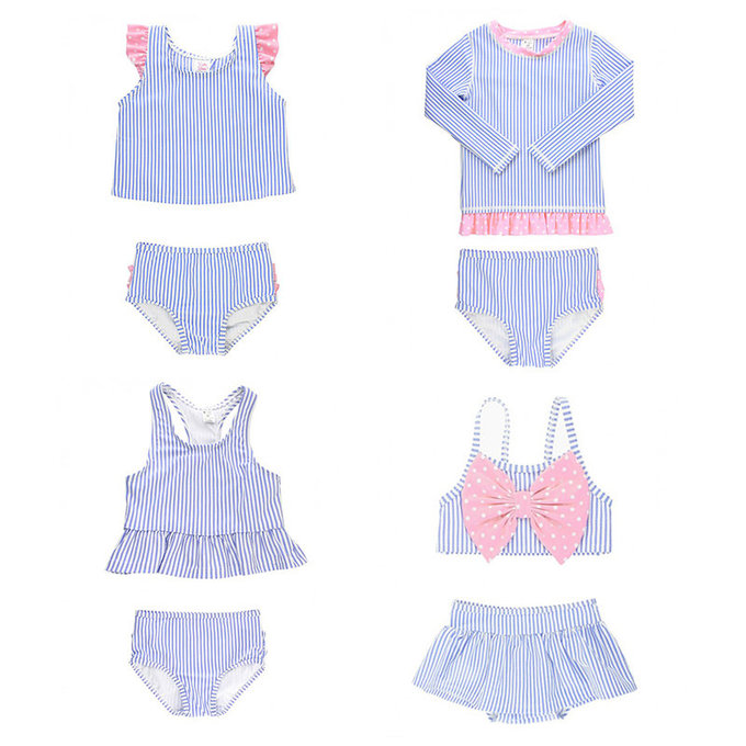 美國 RuffleButts 小女童UPF 50+防曬兩件式長袖泳裝_粉紫條紋_RBSG21-11