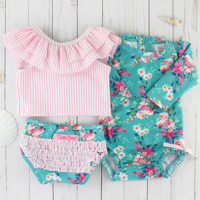 美國 RuffleButts 小女童UPF 50+防曬兩件式無袖泳裝_夏日粉甜心_RBSG21-16