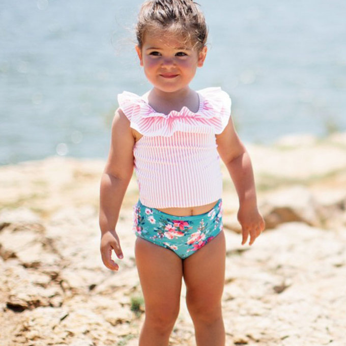 美國 RuffleButts 小女童UPF 50+防曬兩件式無袖泳裝_夏日粉甜心_RBSG21-16