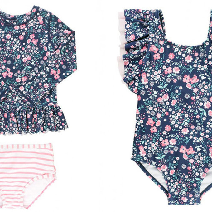 美國 RuffleButts 小女童UPF 50+防曬兩件式長袖泳裝_青春搖擺_RBSG21-17