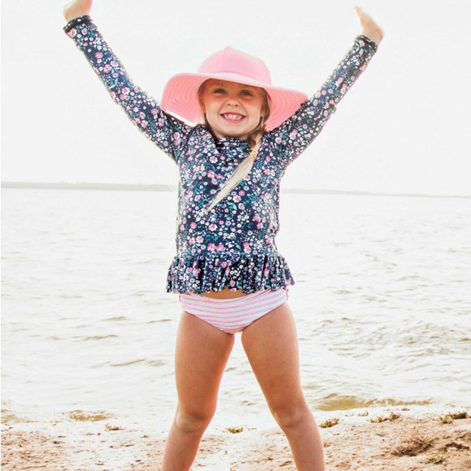 美國 RuffleButts 小女童UPF 50+防曬兩件式長袖泳裝_青春搖擺_RBSG21-17