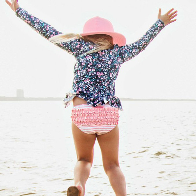 美國 RuffleButts 小女童UPF 50+防曬兩件式長袖泳裝_青春搖擺_RBSG21-17
