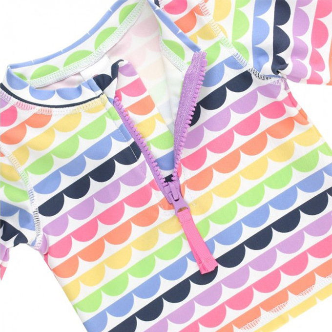美國 RuffleButts 小女童UPF 50+防曬兩件式長袖泳裝_七彩貝殼_RBSG21-19