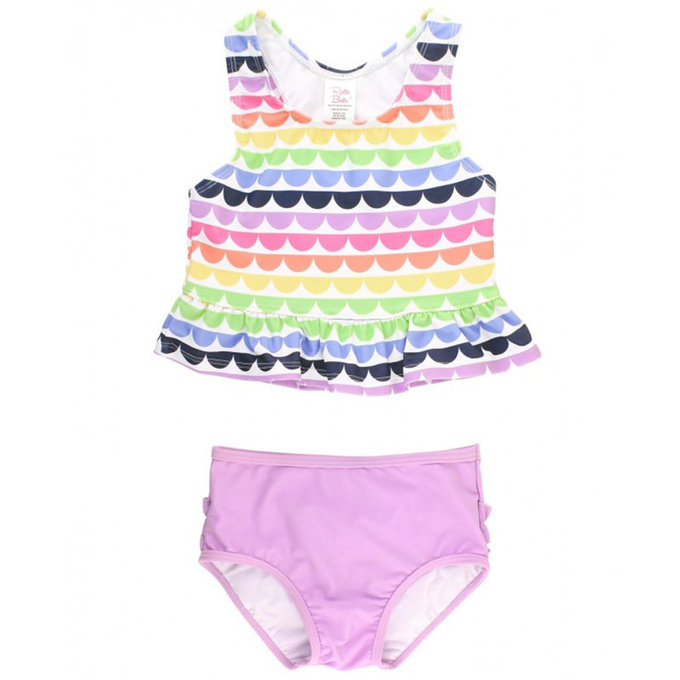 美國 RuffleButts 小女童UPF 50+防曬兩件式無袖泳裝_七彩浪花_RBSG21-20