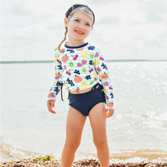 美國 RuffleButts 小女童UPF 50+防曬兩件式長袖泳裝_水果嘉年華_RBSG21-22