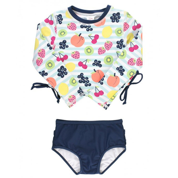 美國 RuffleButts 小女童UPF 50+防曬兩件式長袖泳裝_水果嘉年華_RBSG21-22
