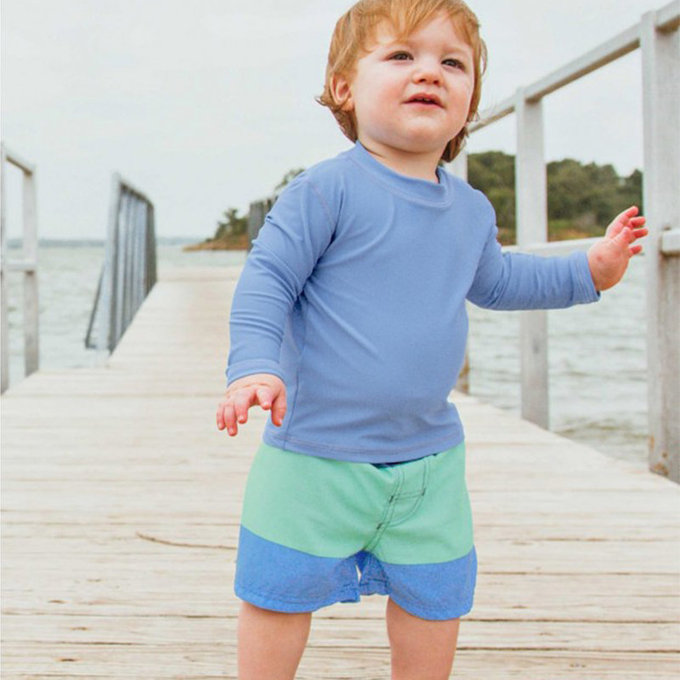 美國 RuffleButts 小男童UPF 50+防曬長袖泳衣_天空藍_RBSB21-02