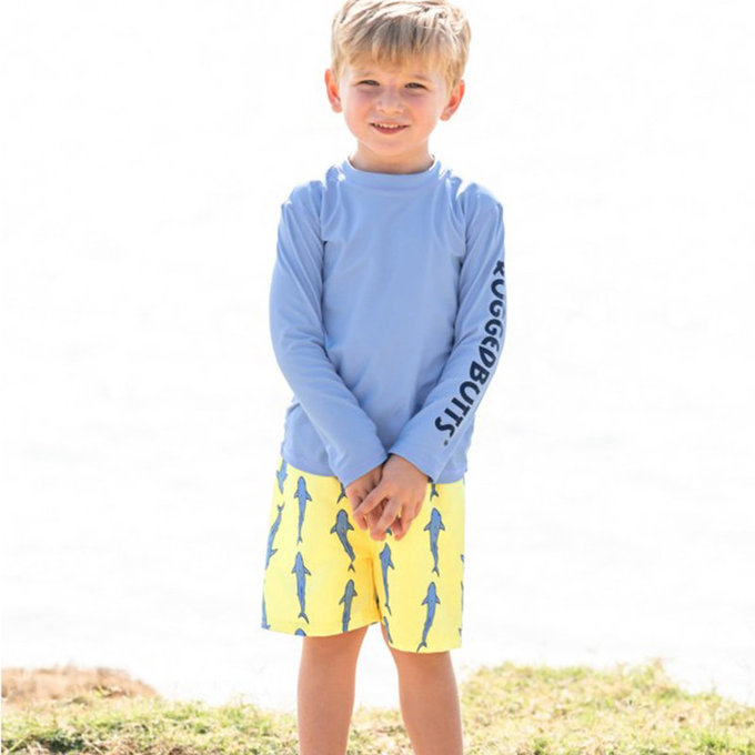 美國 RuffleButts 小男童UPF 50+防曬長袖泳衣_天空藍_RBSB21-02