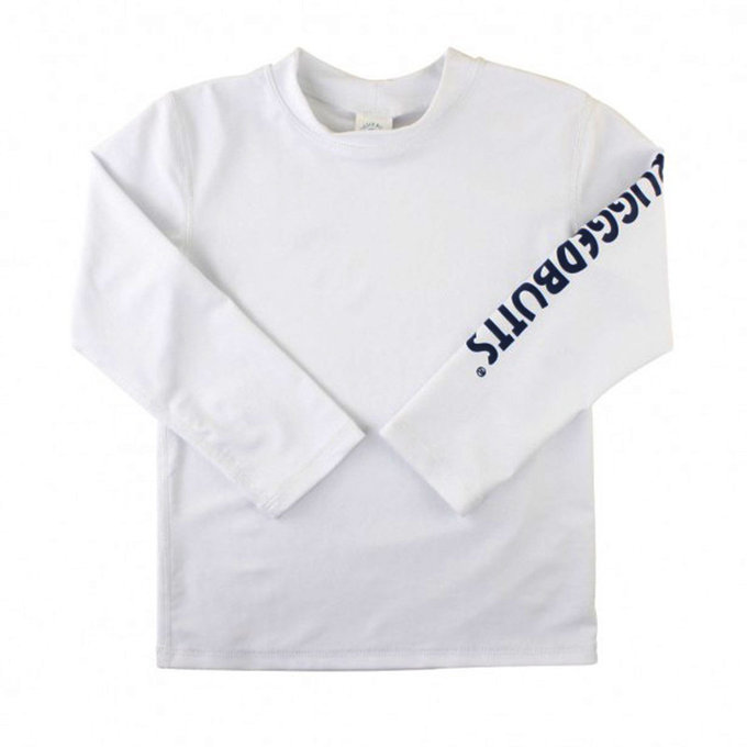 美國 RuffleButts 小男童UPF 50+防曬長袖泳衣_純白_RBSB21-04