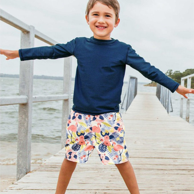 美國 RuffleButts 小男童UPF 50+防曬泳褲_夏威夷_RBSP21-01