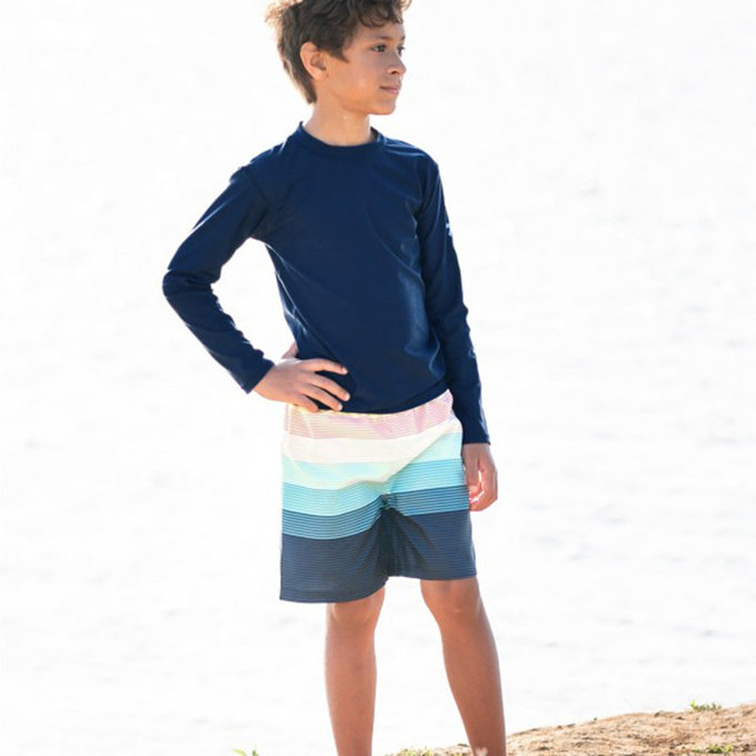 美國 RuffleButts 小男童UPF 50+防曬泳褲_夕陽彩虹_RBSP21-02