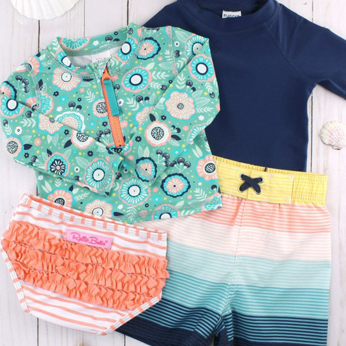 美國 RuffleButts 小男童UPF 50+防曬泳褲_夕陽彩虹_RBSP21-02