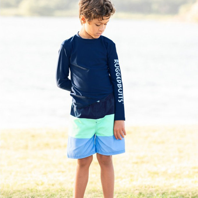 美國 RuffleButts 小男童UPF 50+防曬泳褲_薄荷糖_RBSP21-06