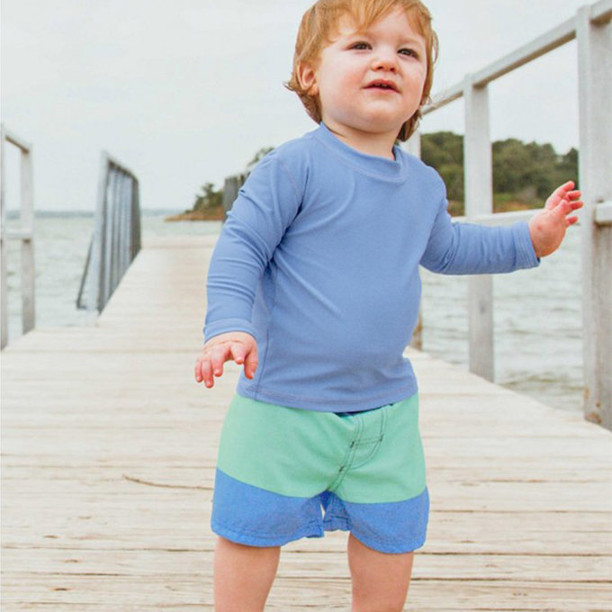 美國 RuffleButts 小男童UPF 50+防曬泳褲_薄荷糖_RBSP21-06