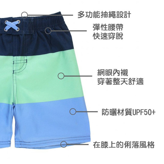 美國 RuffleButts 小男童UPF 50+防曬泳褲_薄荷糖_RBSP21-06