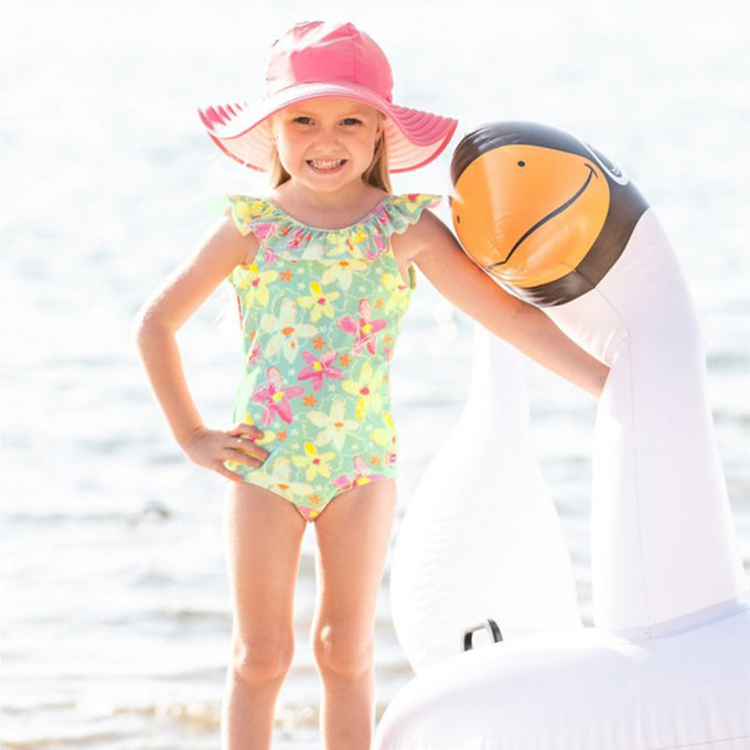 美國 Ruffle Butts 嬰幼兒UPF 50+防曬遮陽帽_玫瑰紅_RBVS011