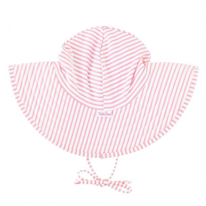 美國 Ruffle Butts 嬰幼兒UPF 50+防曬遮陽帽_淡粉條紋_RBVS013