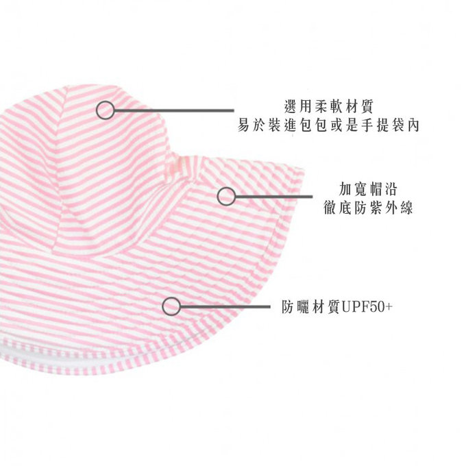美國 Ruffle Butts 嬰幼兒UPF 50+防曬遮陽帽_淡粉條紋_RBVS013