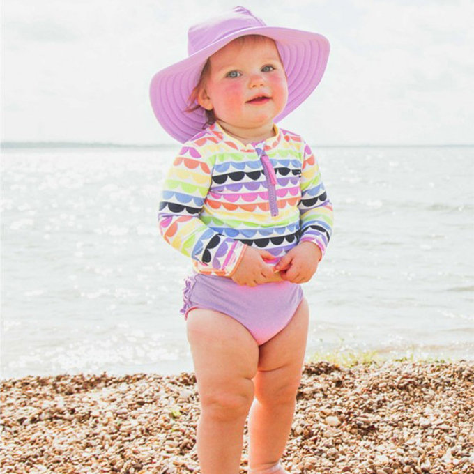 美國 Ruffle Butts 嬰幼兒UPF 50+防曬遮陽帽_優雅紫_RBVS014