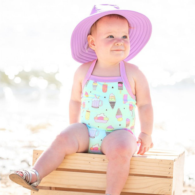 美國 Ruffle Butts 嬰幼兒UPF 50+防曬遮陽帽_優雅紫_RBVS014