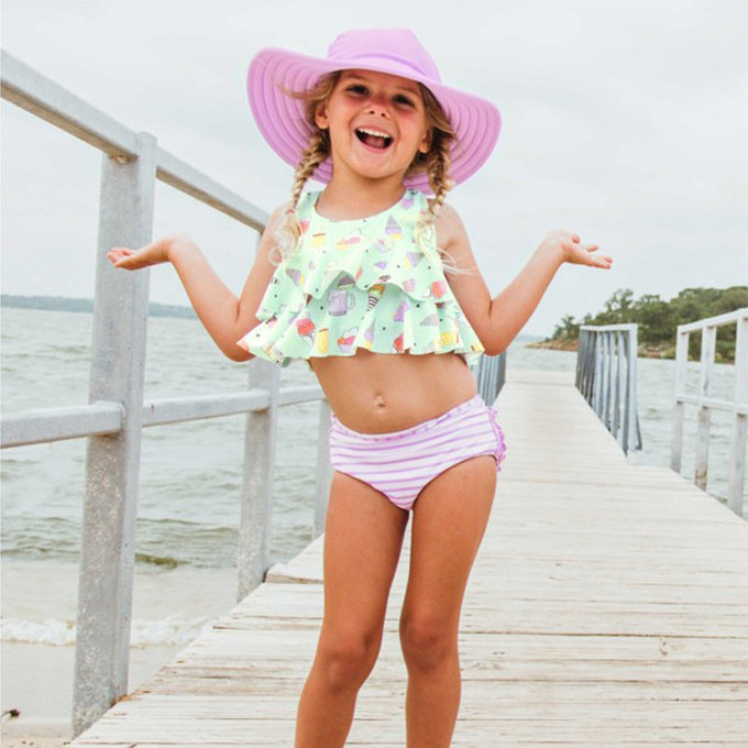 美國 Ruffle Butts 嬰幼兒UPF 50+防曬遮陽帽_優雅紫_RBVS014