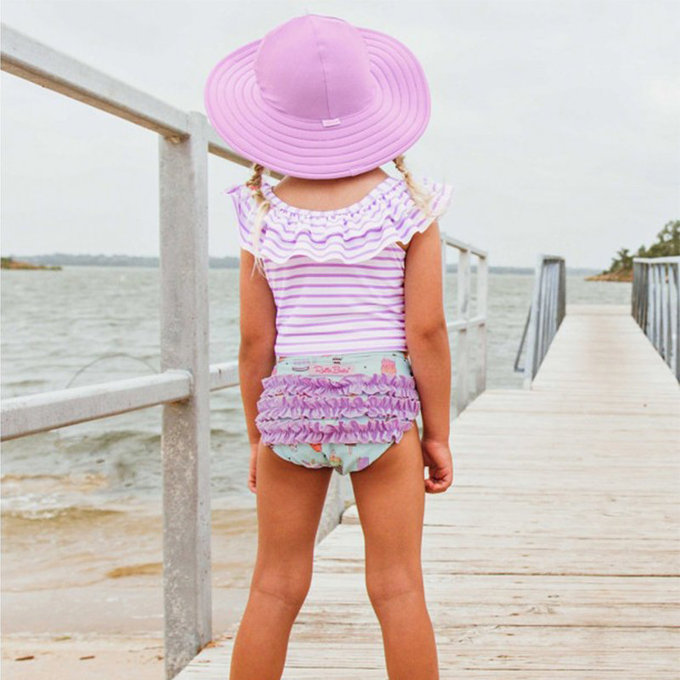 美國 Ruffle Butts 嬰幼兒UPF 50+防曬遮陽帽_優雅紫_RBVS014